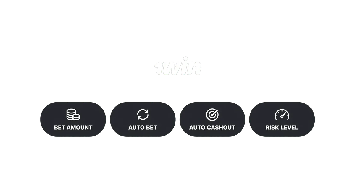 Common 1win game settings - bet amount, auto bet, auto cashout and risk level